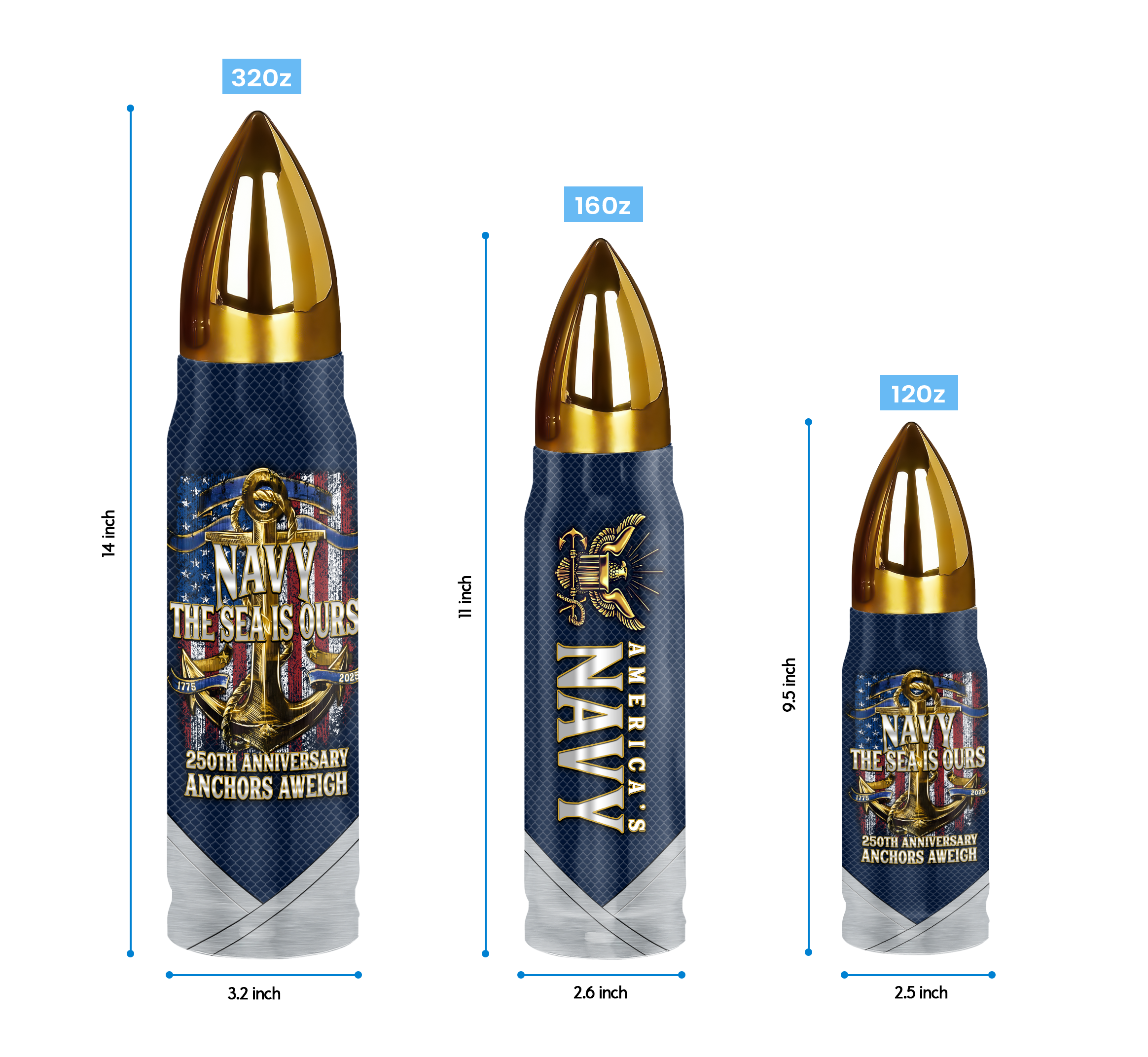 Navy 250th Anniversary Bullet Tumbler