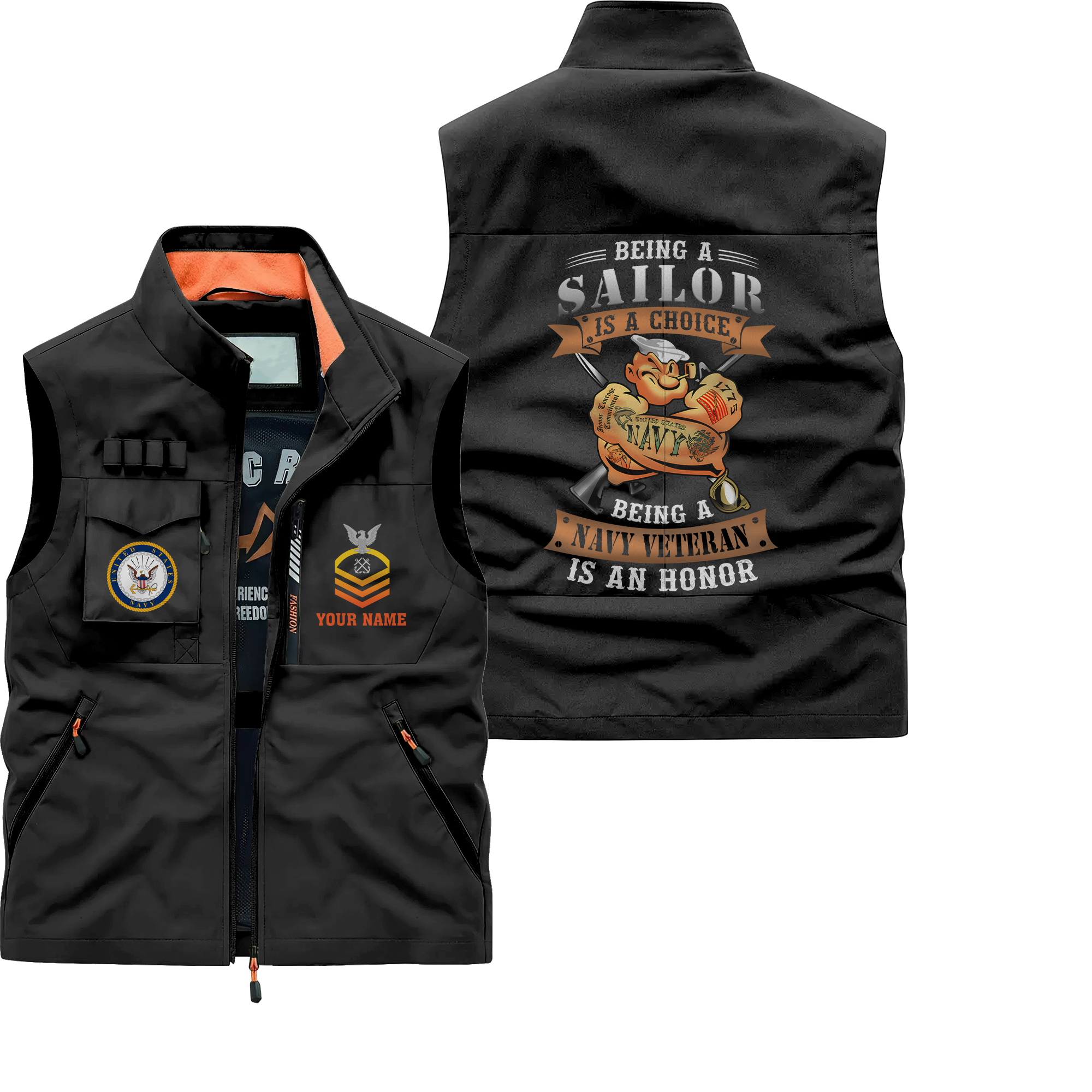 Personalizable Being A Navy Veteran Is An Honor Pocket Vest