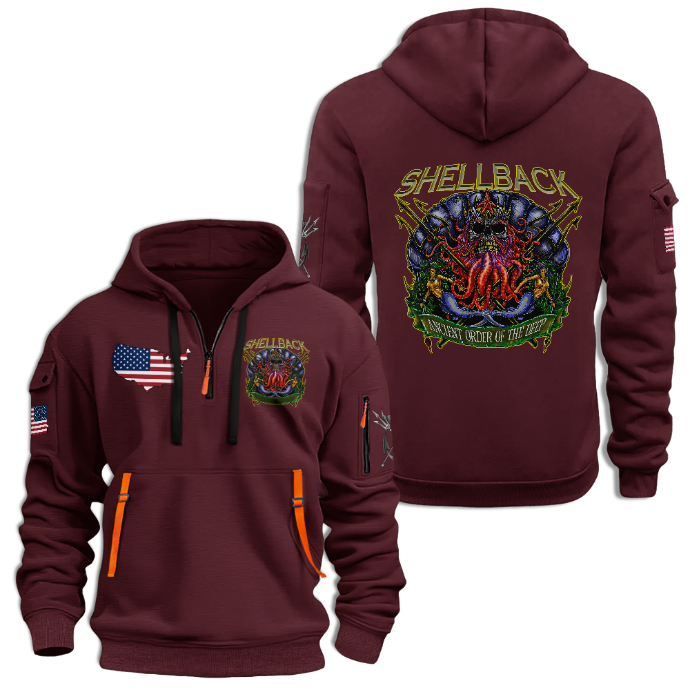 Navy Shellback Ancient Order Of The Deep Quarter Zip Hoodie