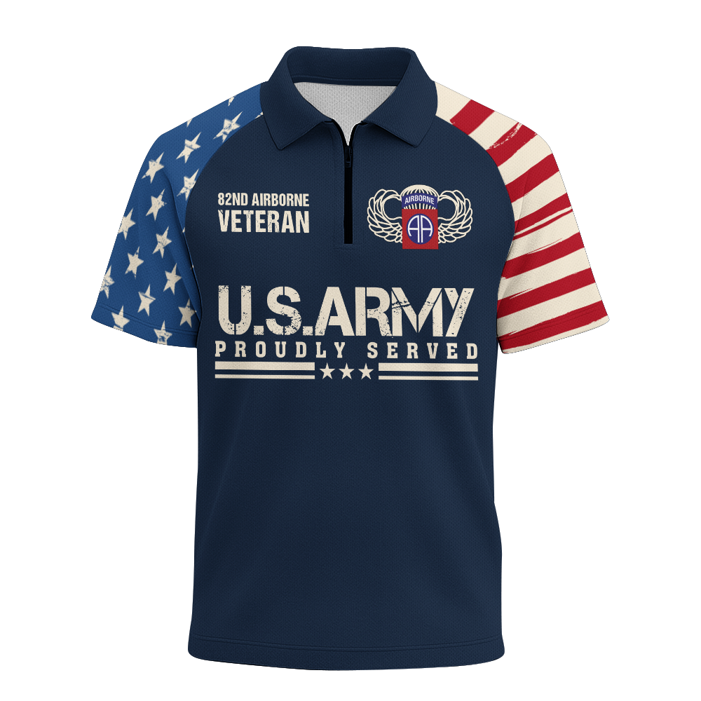 Airborne Born At Benning Raised At Bragg Raglan Zip Polo Shirt