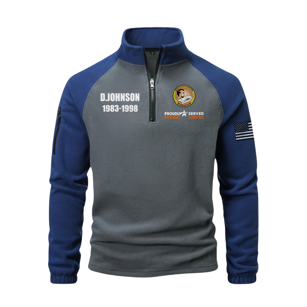 Personalizable Navy Ship Half-Zip Raglan Sweatshirt