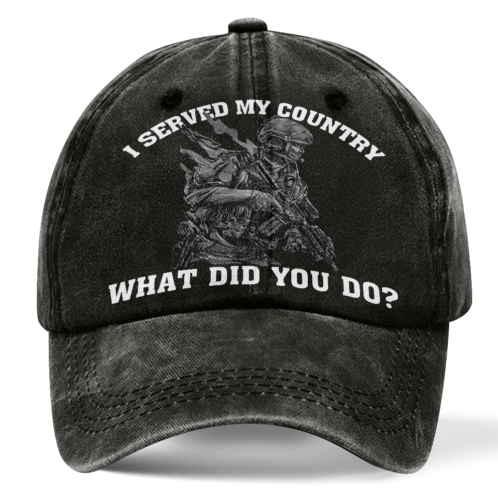 Personalizable US Veteran I Served My Country Washed Cap