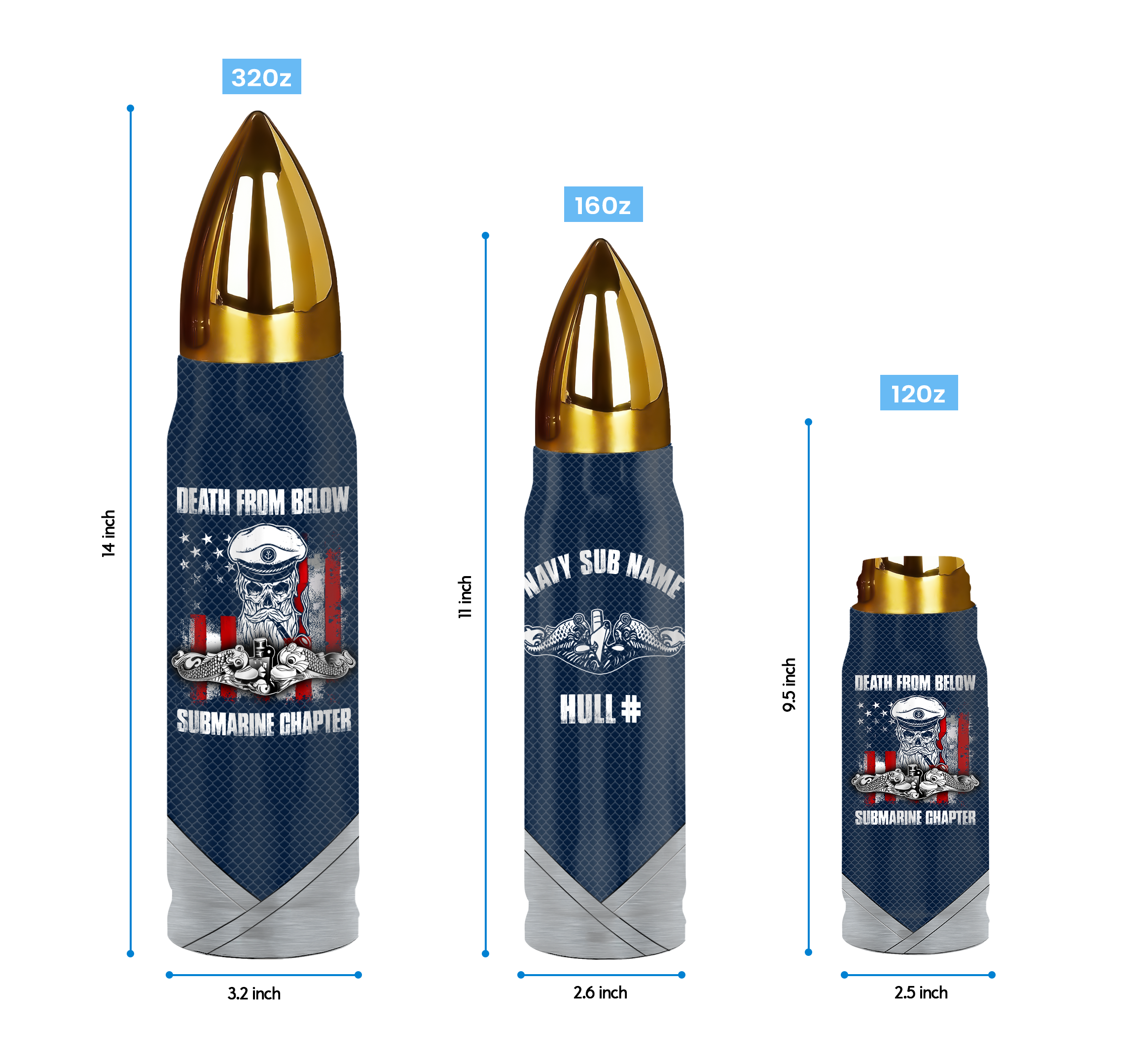 Navy Submarine Bullet Tumbler