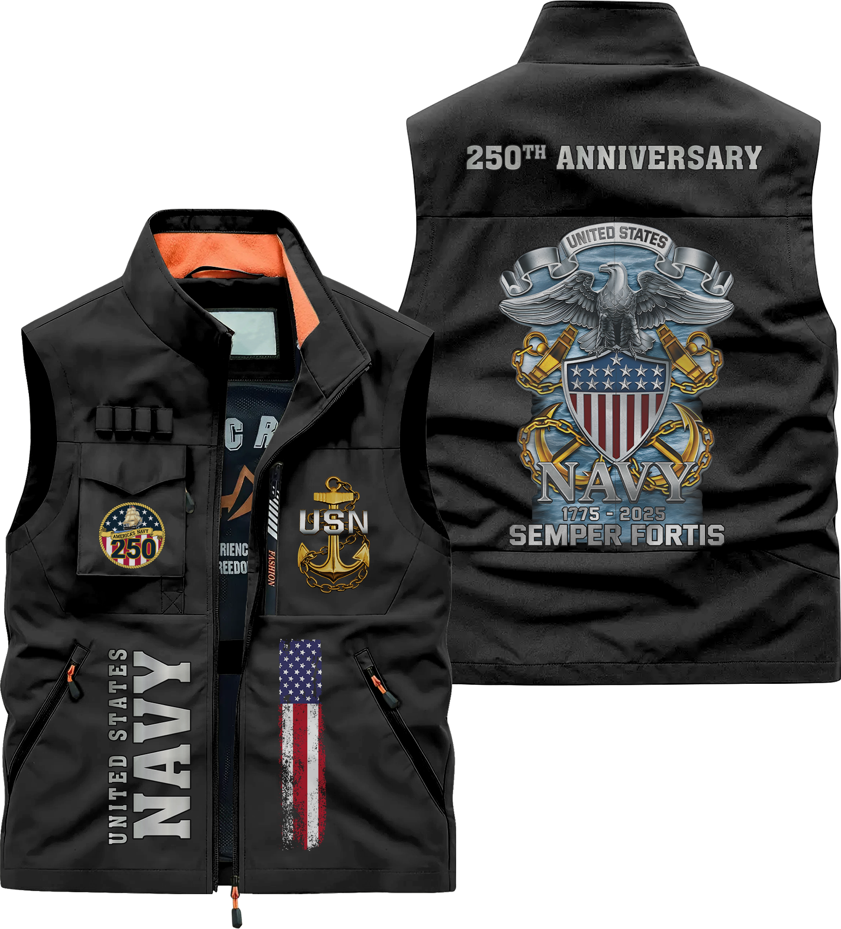 Navy 250th Anniversary Pocket Vest