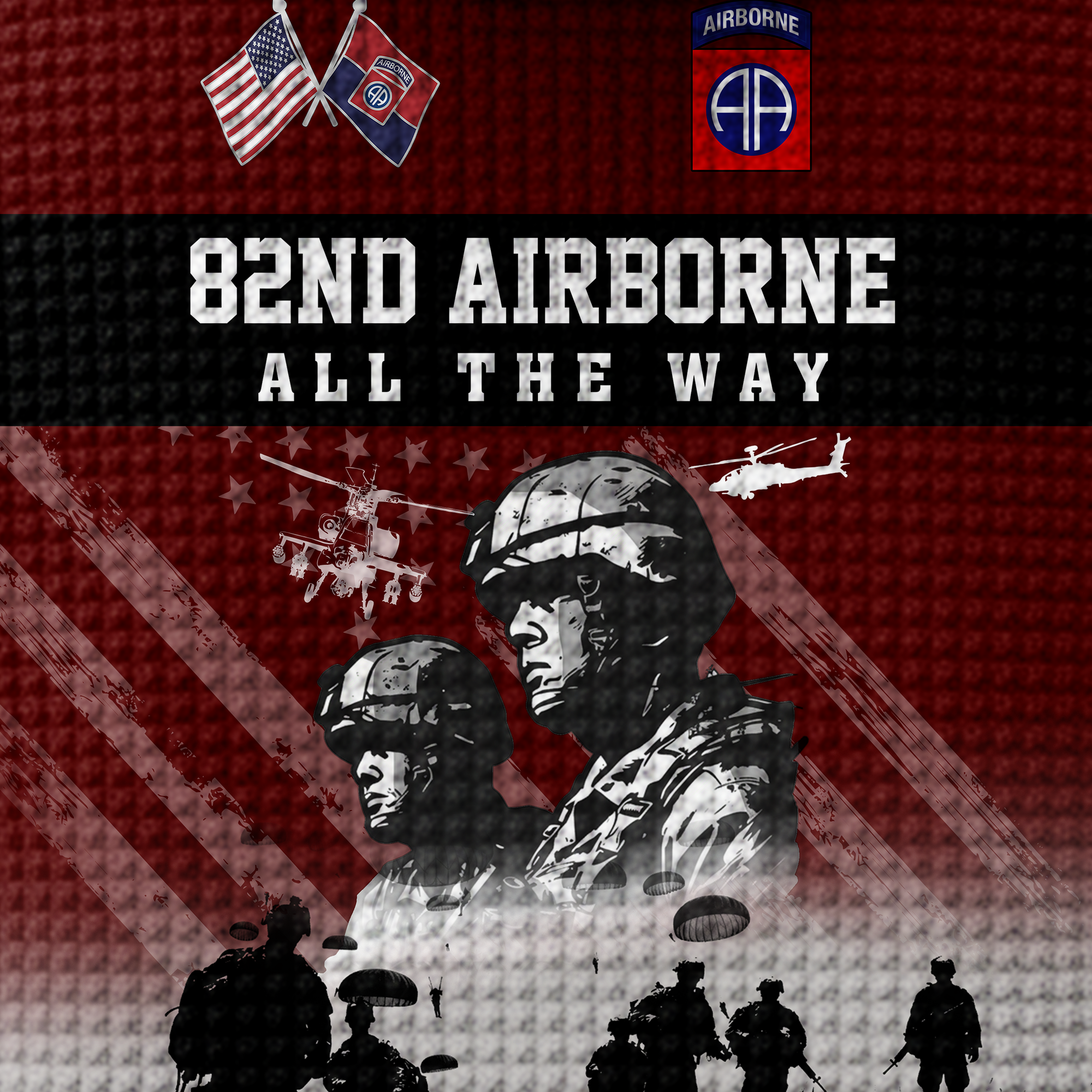 82nd Airborne Division Quarter Zip Waffle Hoodie