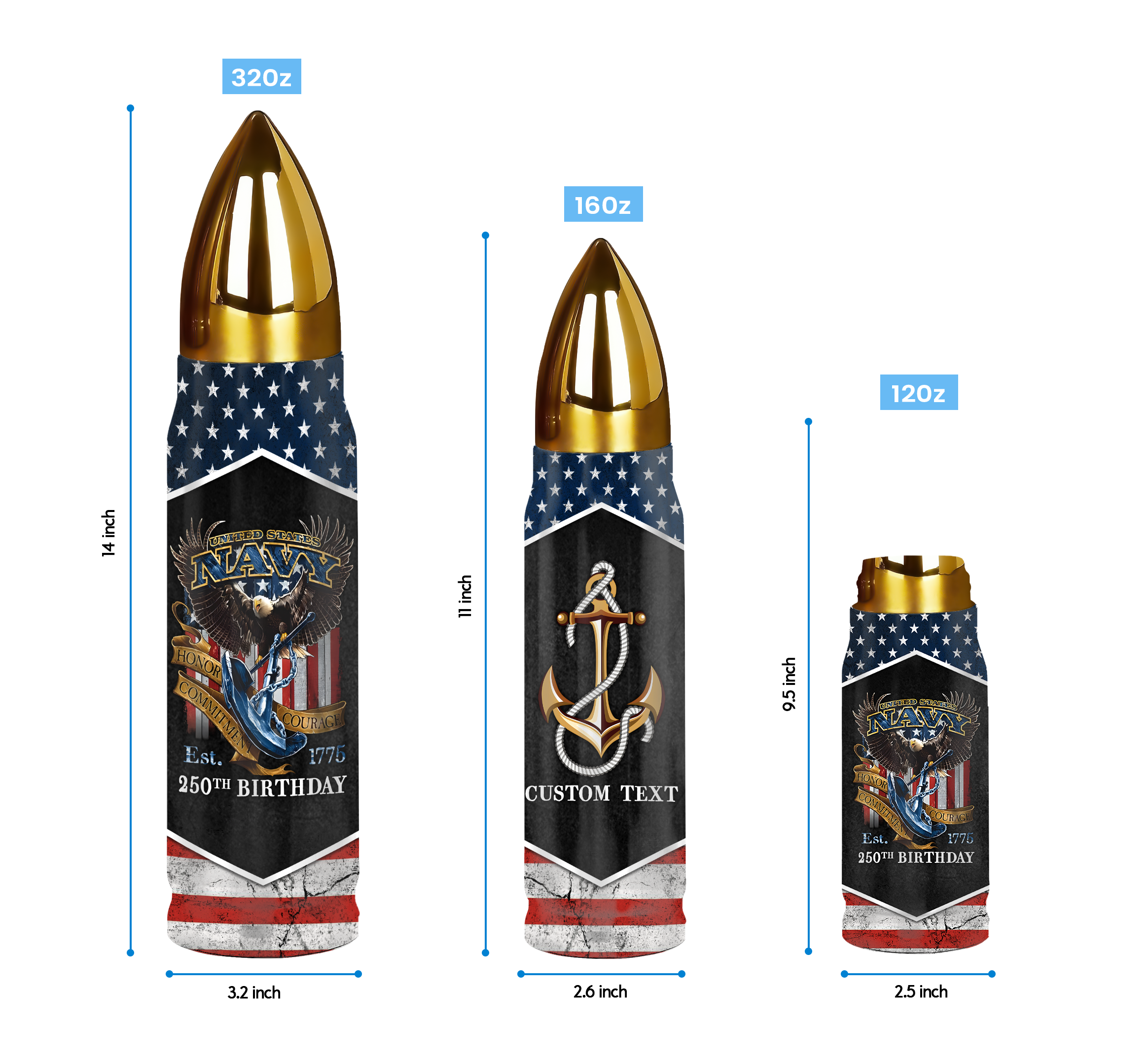Navy 250th Anniversary Bullet Tumbler