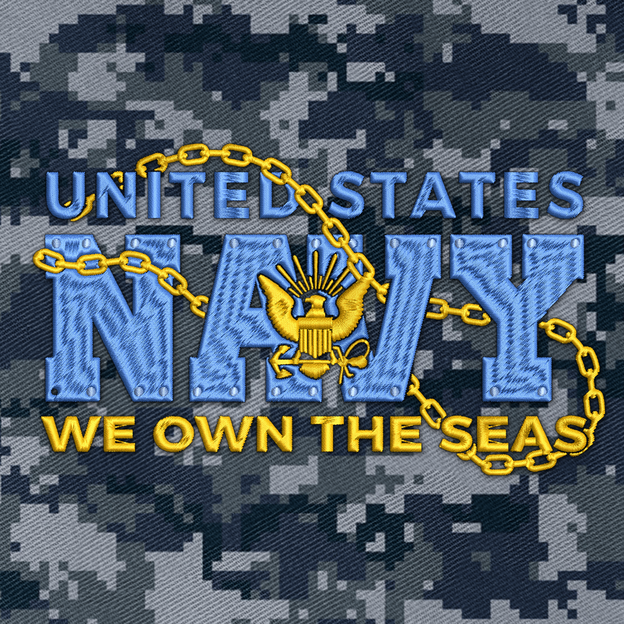 Navy We Own The Seas Embroidered & Printed Cap