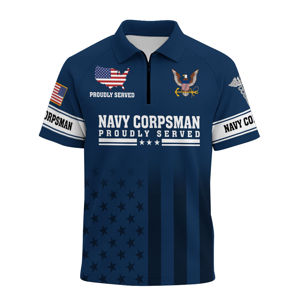 Navy Corpsman Raglan Zip Polo Shirt
