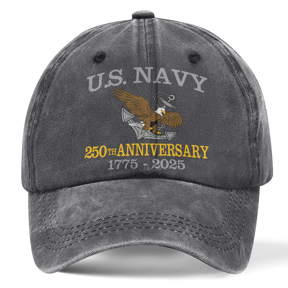 Personalizable Navy 250th Anniversary Washed Cap