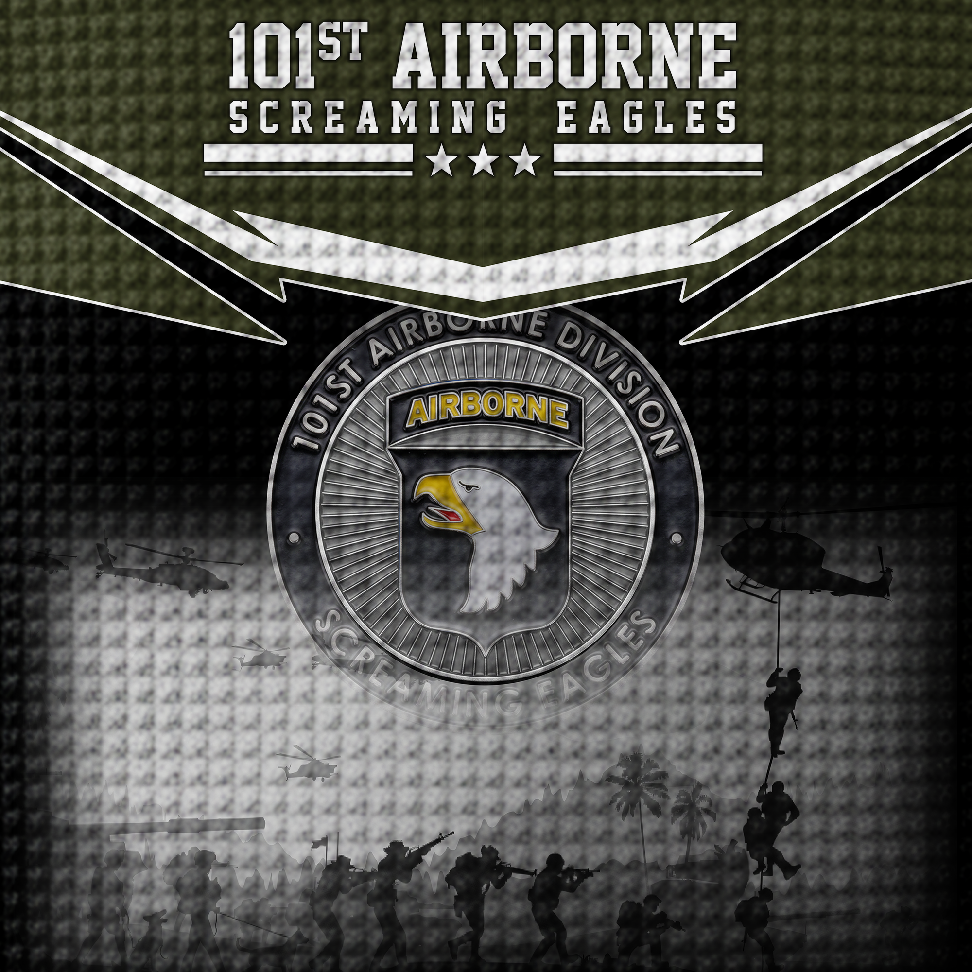 101st Airborne Screaming Eagles Quarter Zip Waffle Hoodie