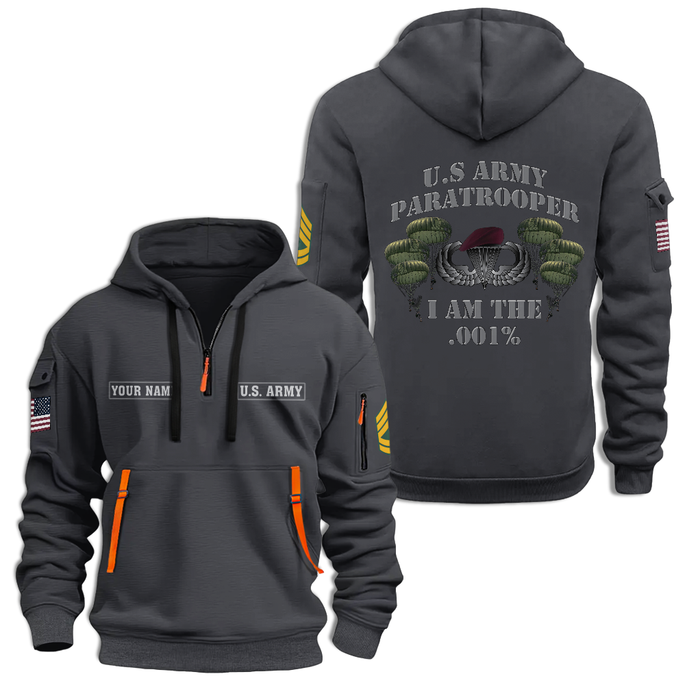 Personalizable Army Paratrooper I Am The .001% Quarter Zip Hoodie