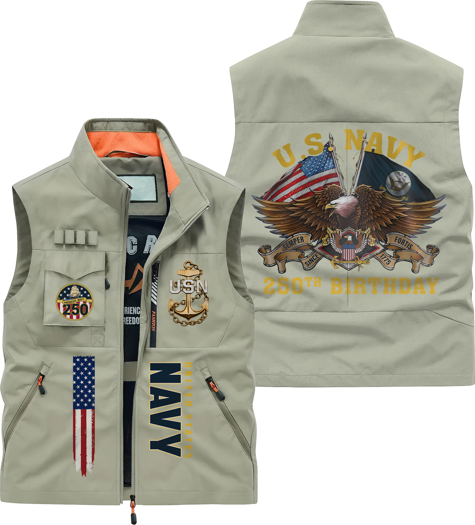 Navy 250th Anniversary Pocket Vest