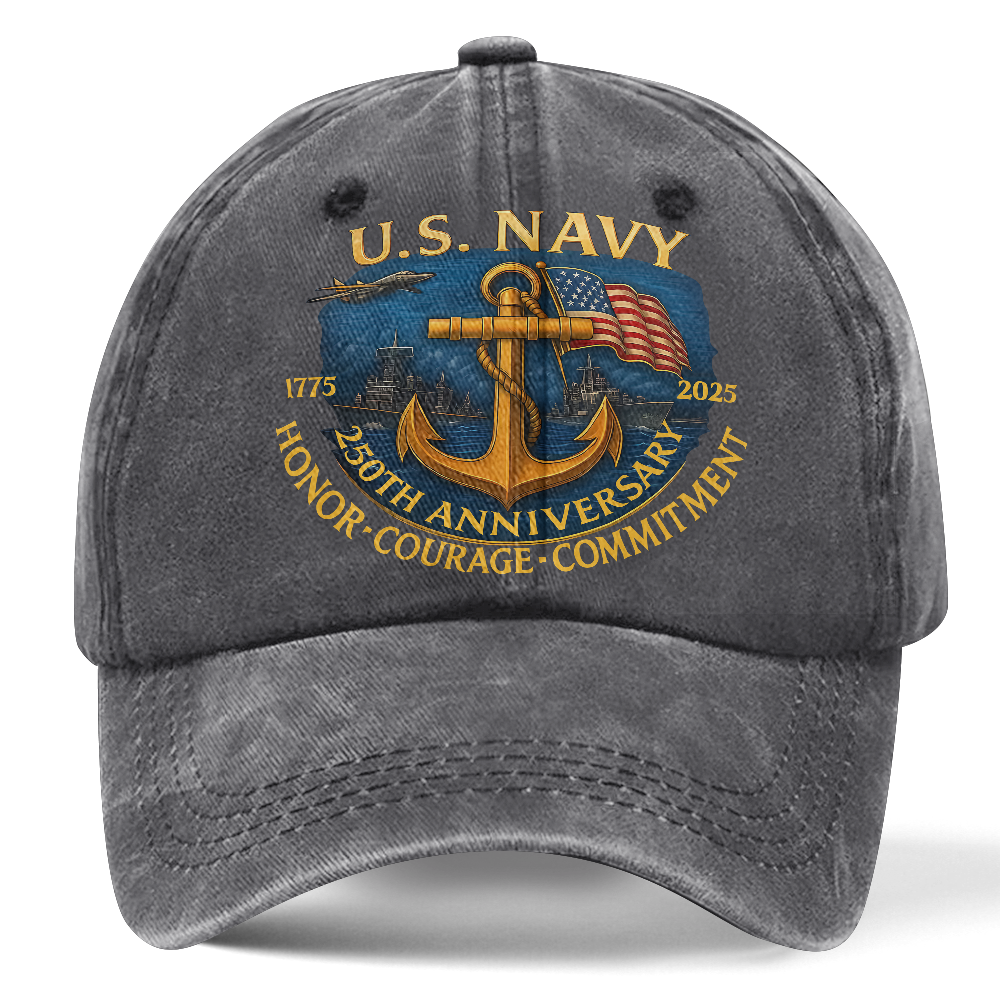 Navy 250th Anniversary Washed Cap