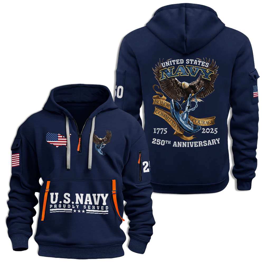 Navy 250th Anniversary Quarter Zip Hoodie