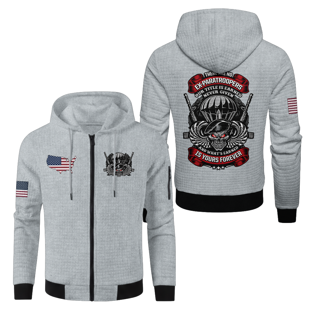 Airborne There Are No Ex-Paratroopers Waffle Hooded Jacket