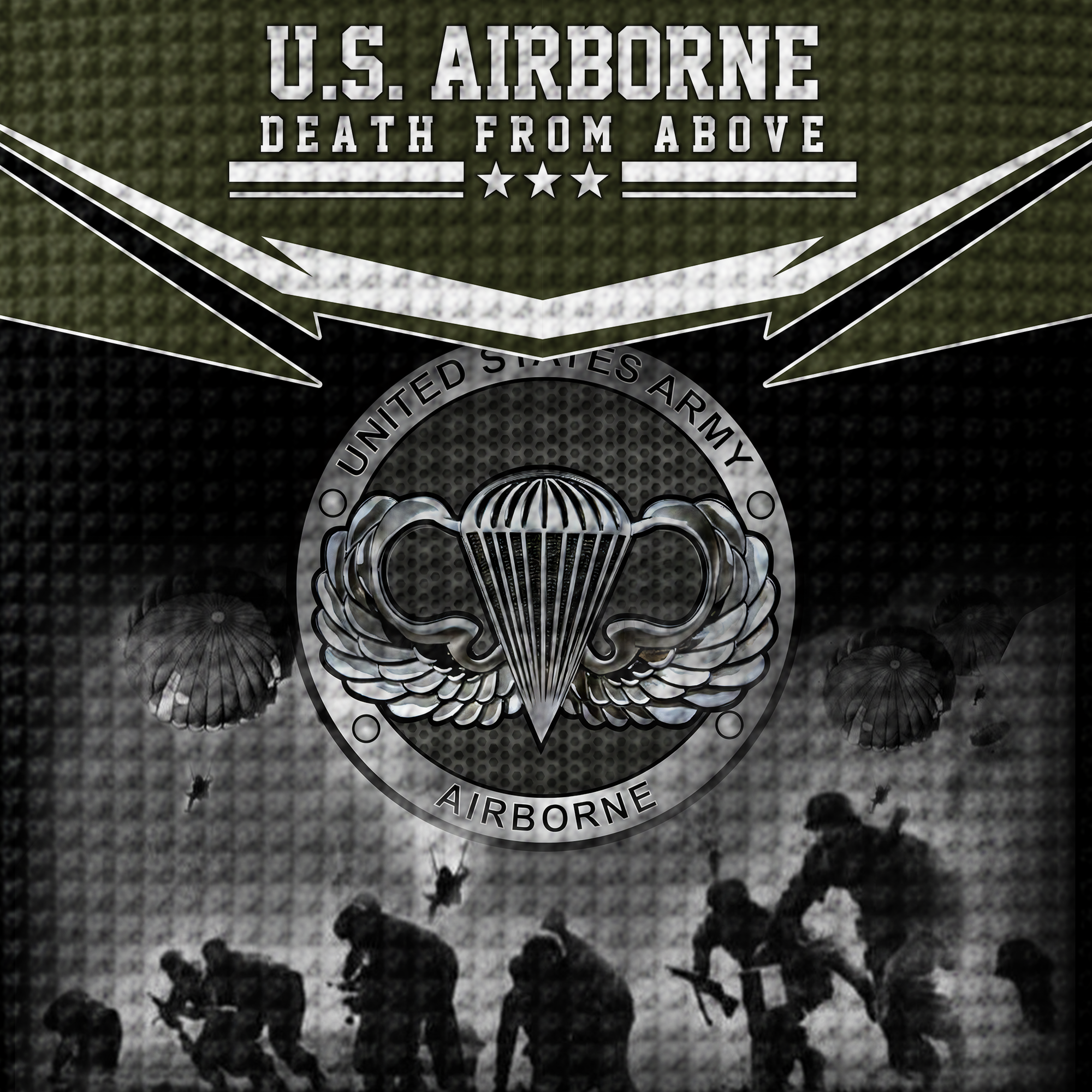 Airborne Death From Above Quarter Zip Waffle Hoodie