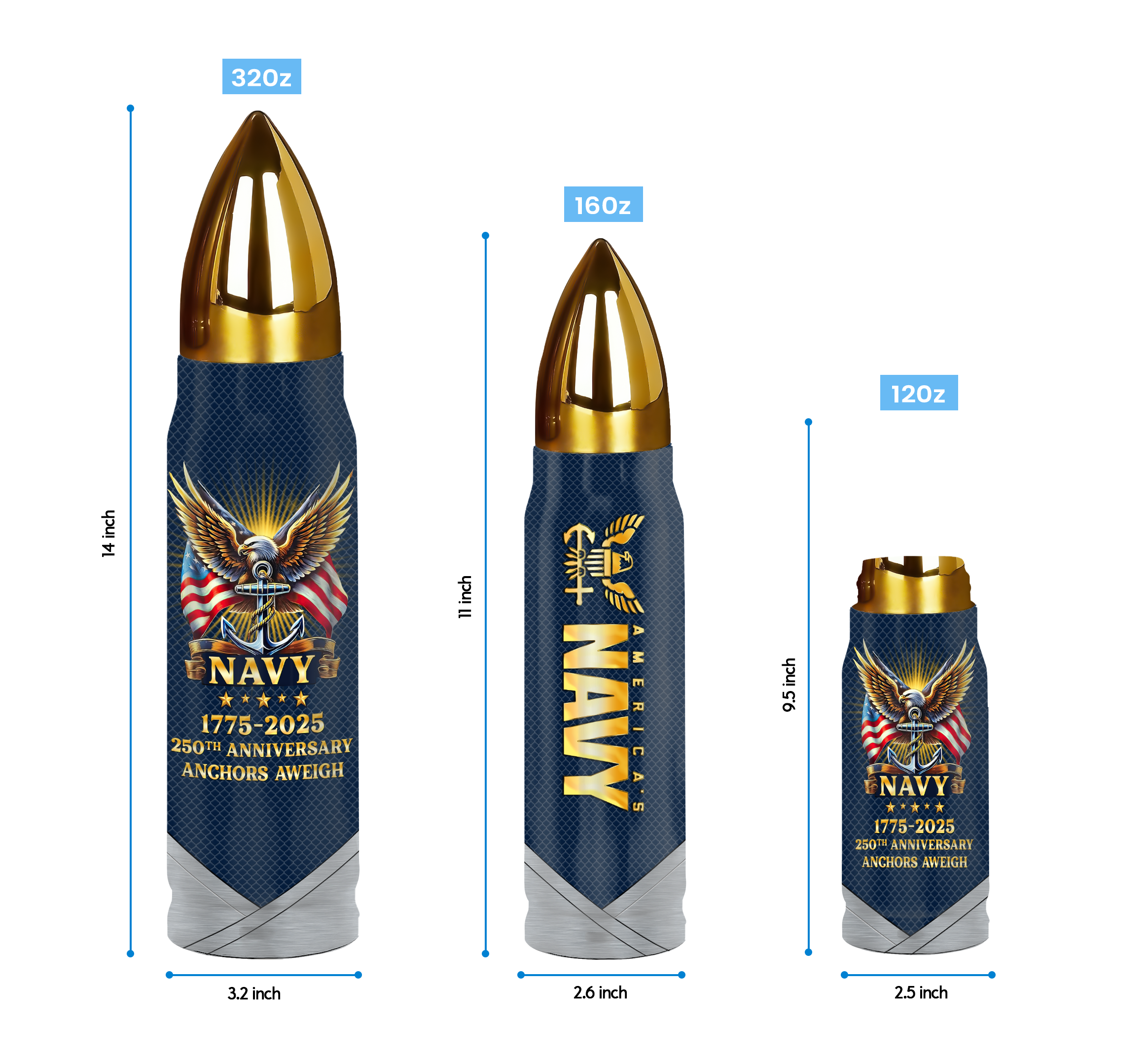 Navy 250th Anniversary Bullet Tumbler