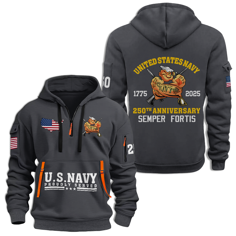 Navy 250th Anniversary Quarter Zip Hoodie