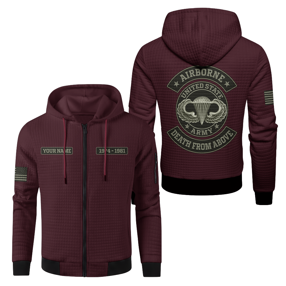 Personalizable Airborne Death From Above Waffle Hooded Jacket