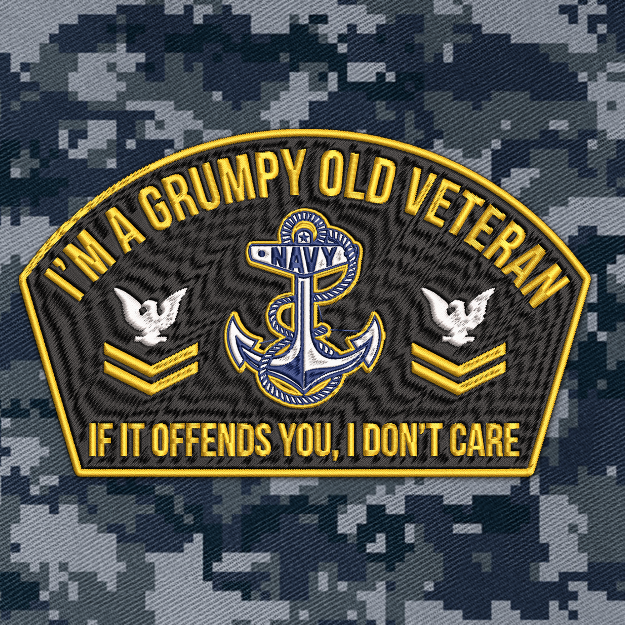 Personalizable I'm A Grumpy Old Navy Veteran Embroidered & Printed Cap