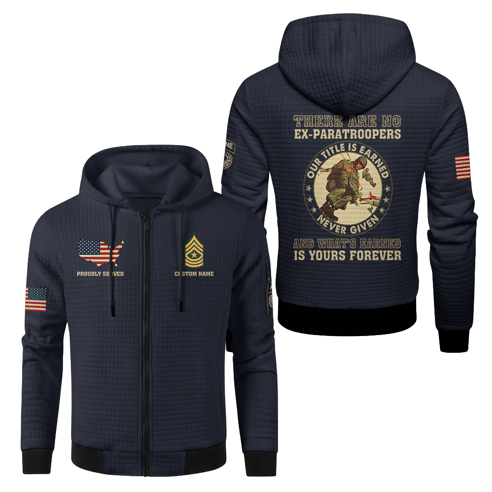 Personalizable There Are No Ex-Paratroopers Waffle Hooded Jacket
