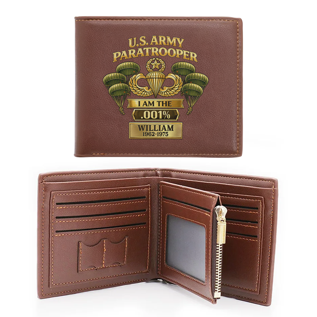 Personalizable Army Paratrooper I'm The .001% Leather Wallet