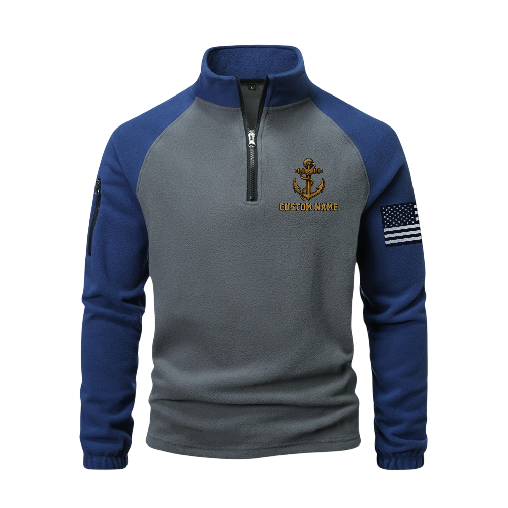 Personalizable Navy Snipes Half-Zip Raglan Sweatshirt