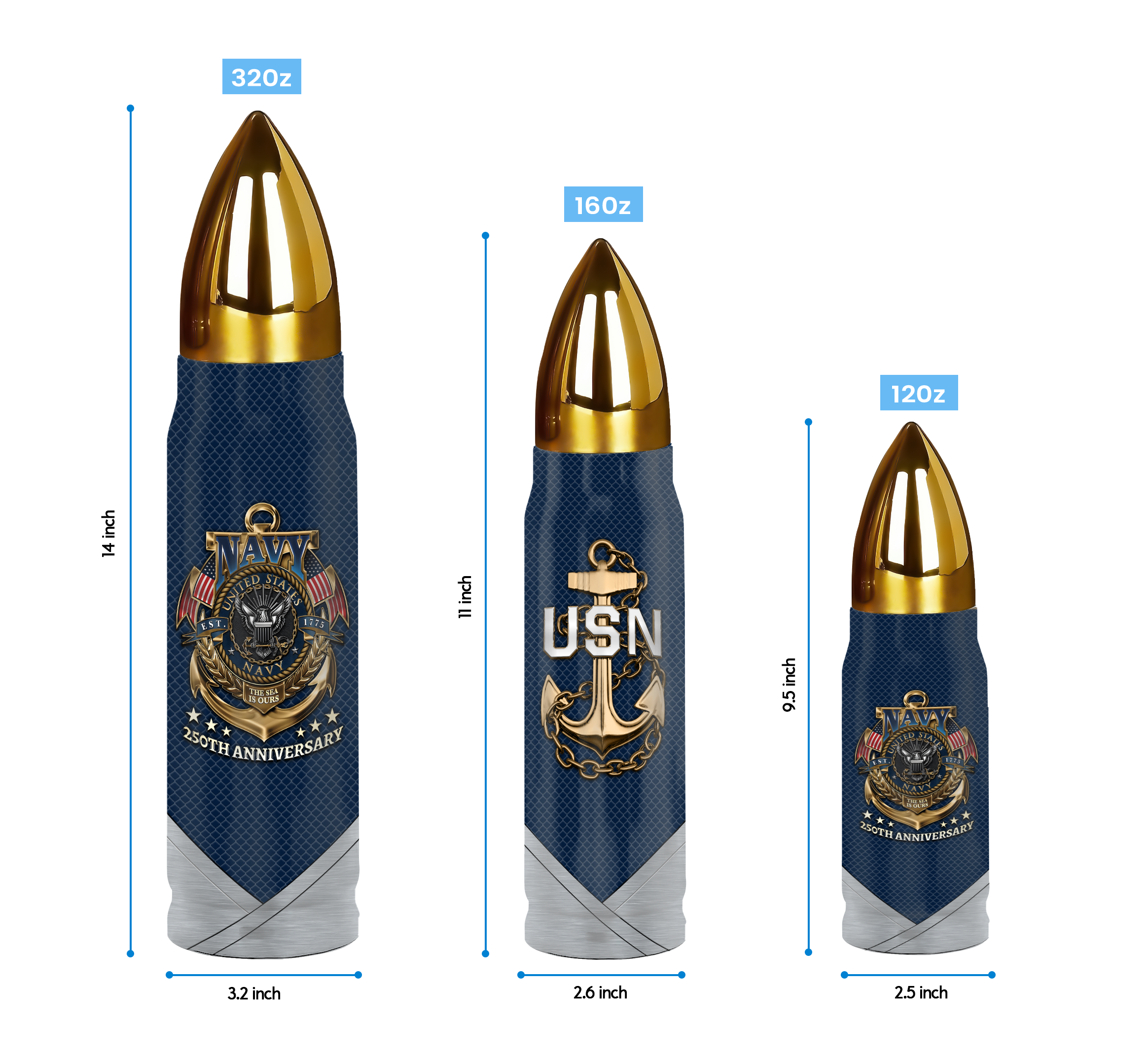 Navy 250th Anniversary Bullet Tumbler & Classic Tee Combo