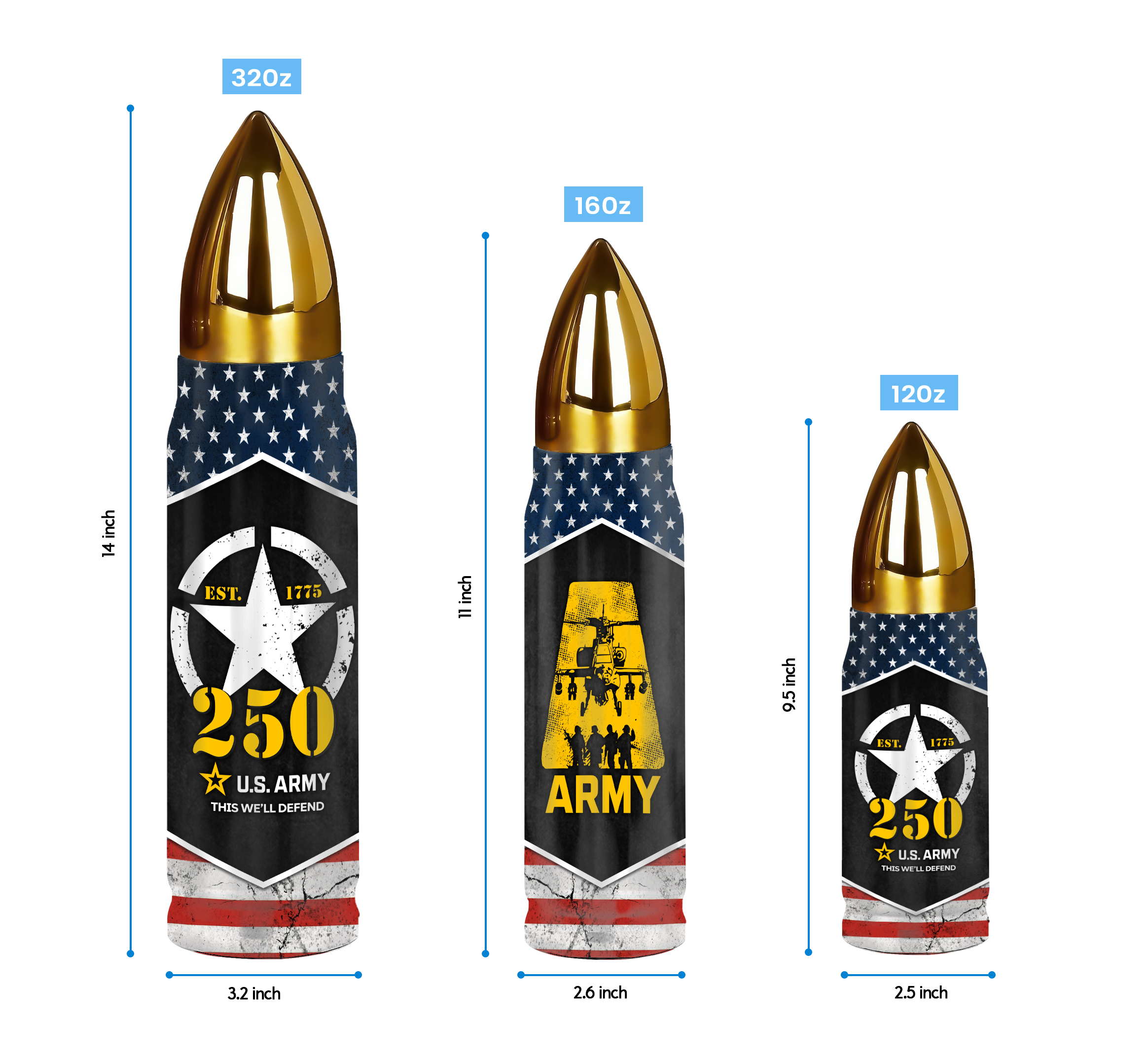 Army 250th Anniversary Bullet Tumbler