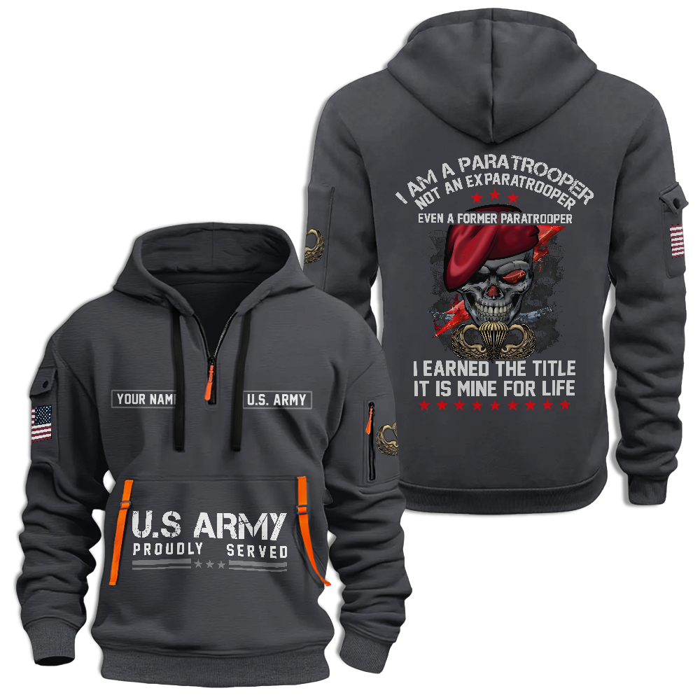Personalizable Airborne I Am a Paratrooper Quarter Zip Hoodie