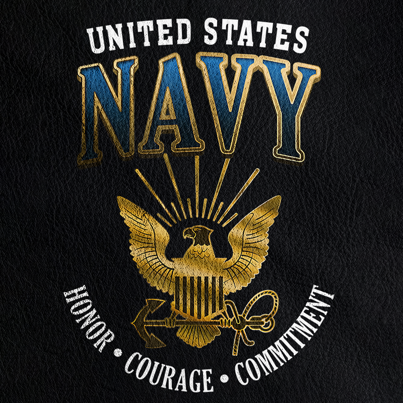 Navy Honor Courage Commitment Leather Jacket
