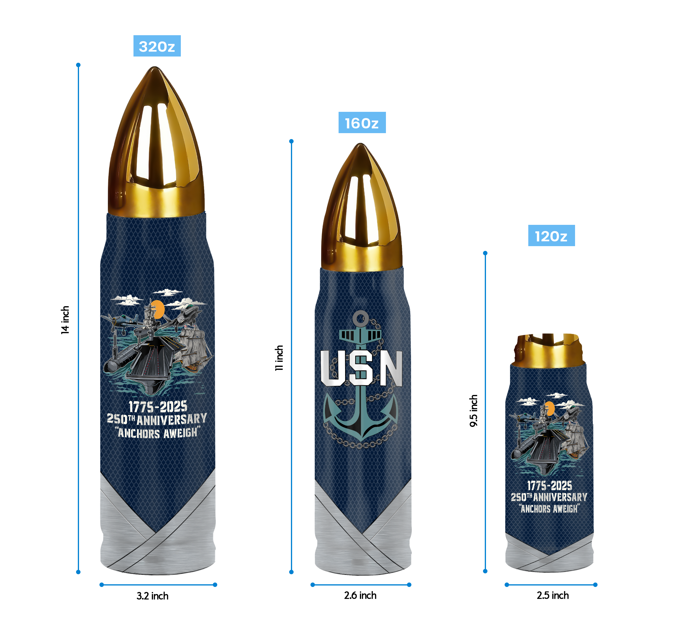 Navy 250th Anniversary Bullet Tumbler