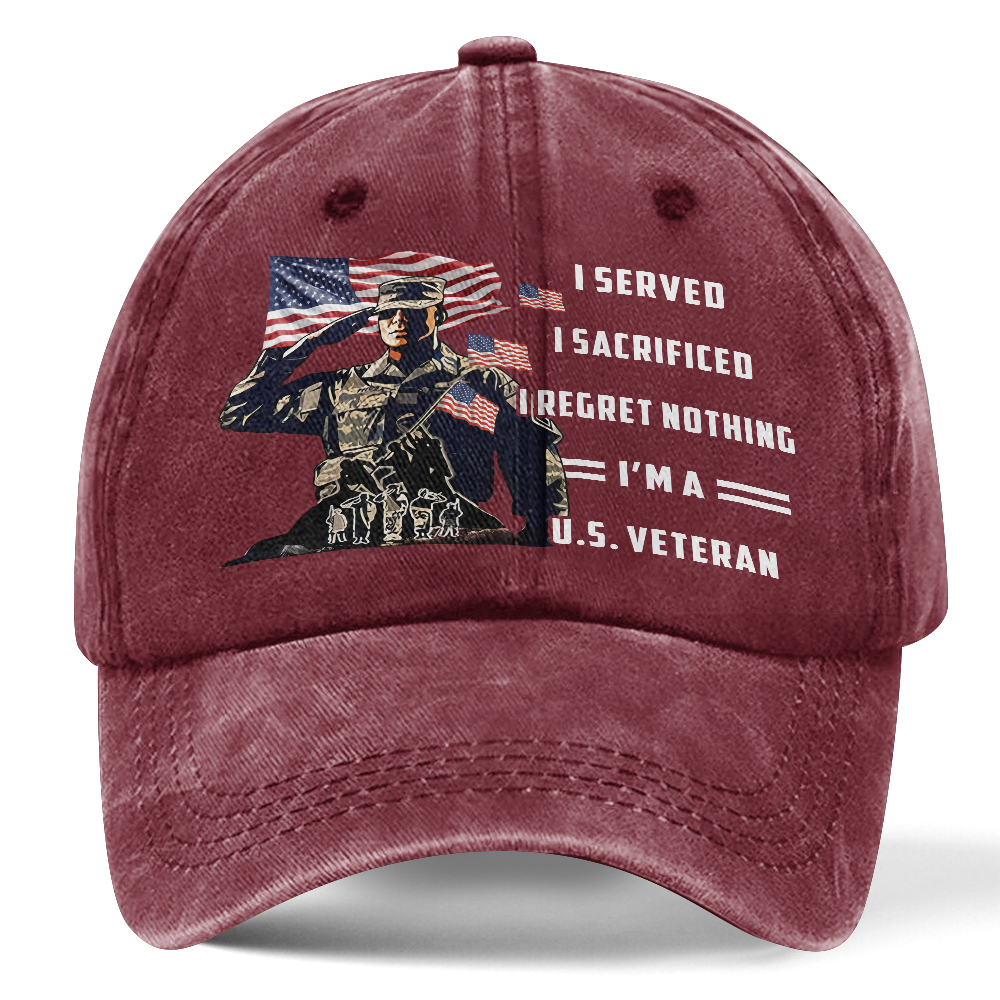 Personalizable I Served I Sacrificed I'm A Veteran Washed Cap