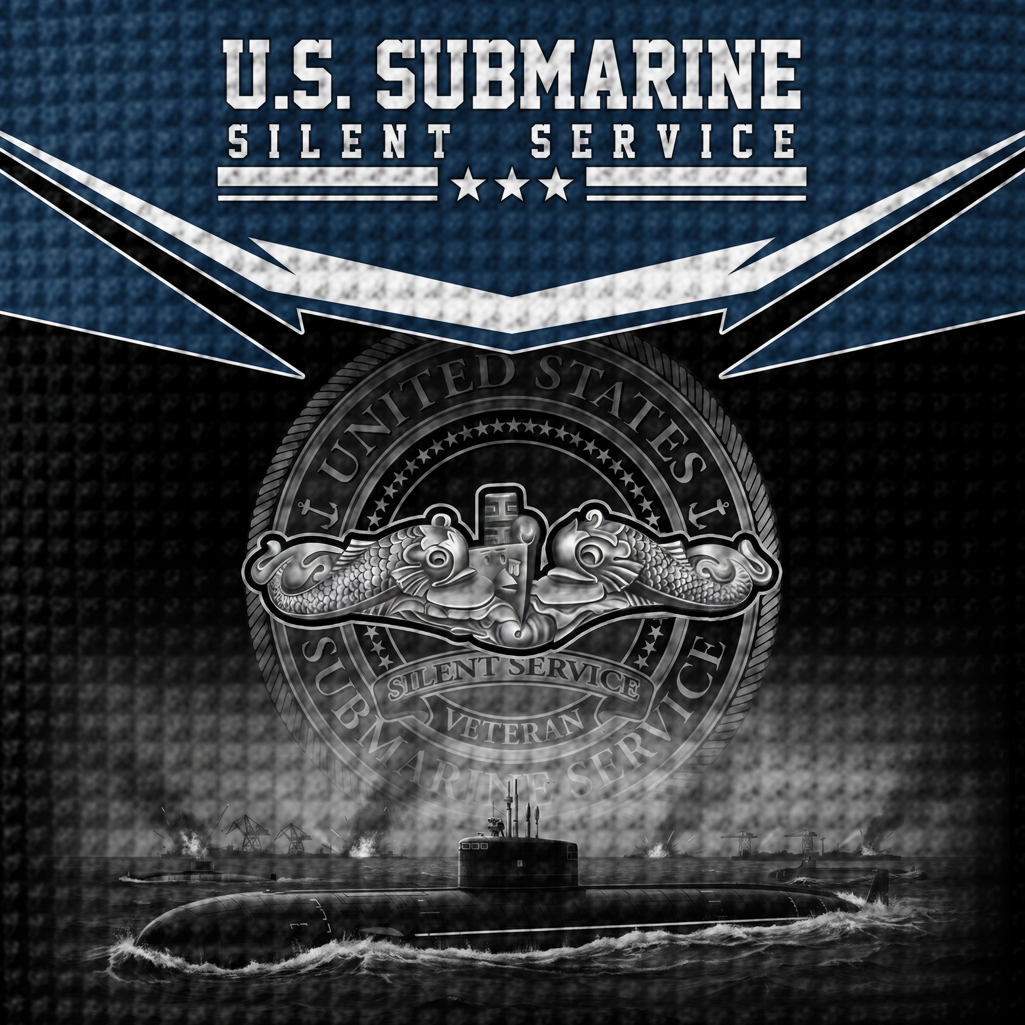 Navy Submarine Quarter Zip Waffle Hoodie