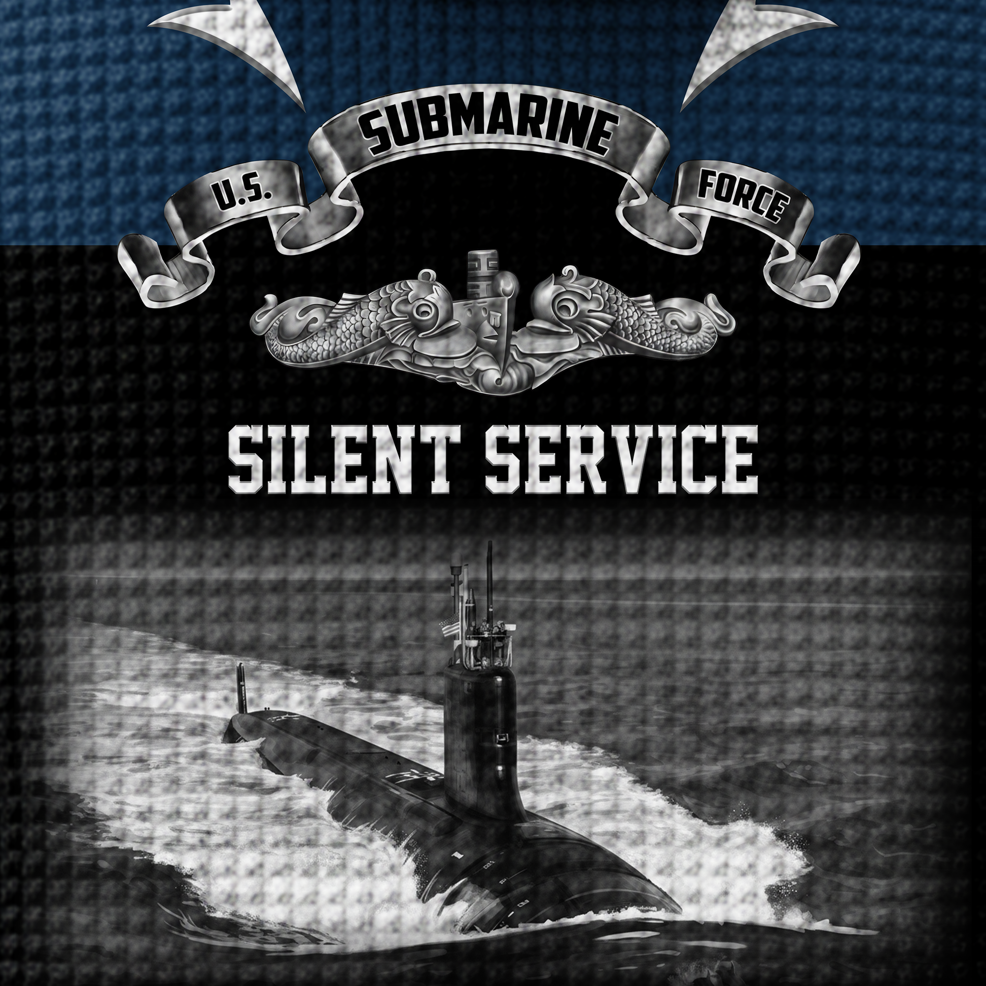 Navy Submarine Quarter Zip Waffle Hoodie