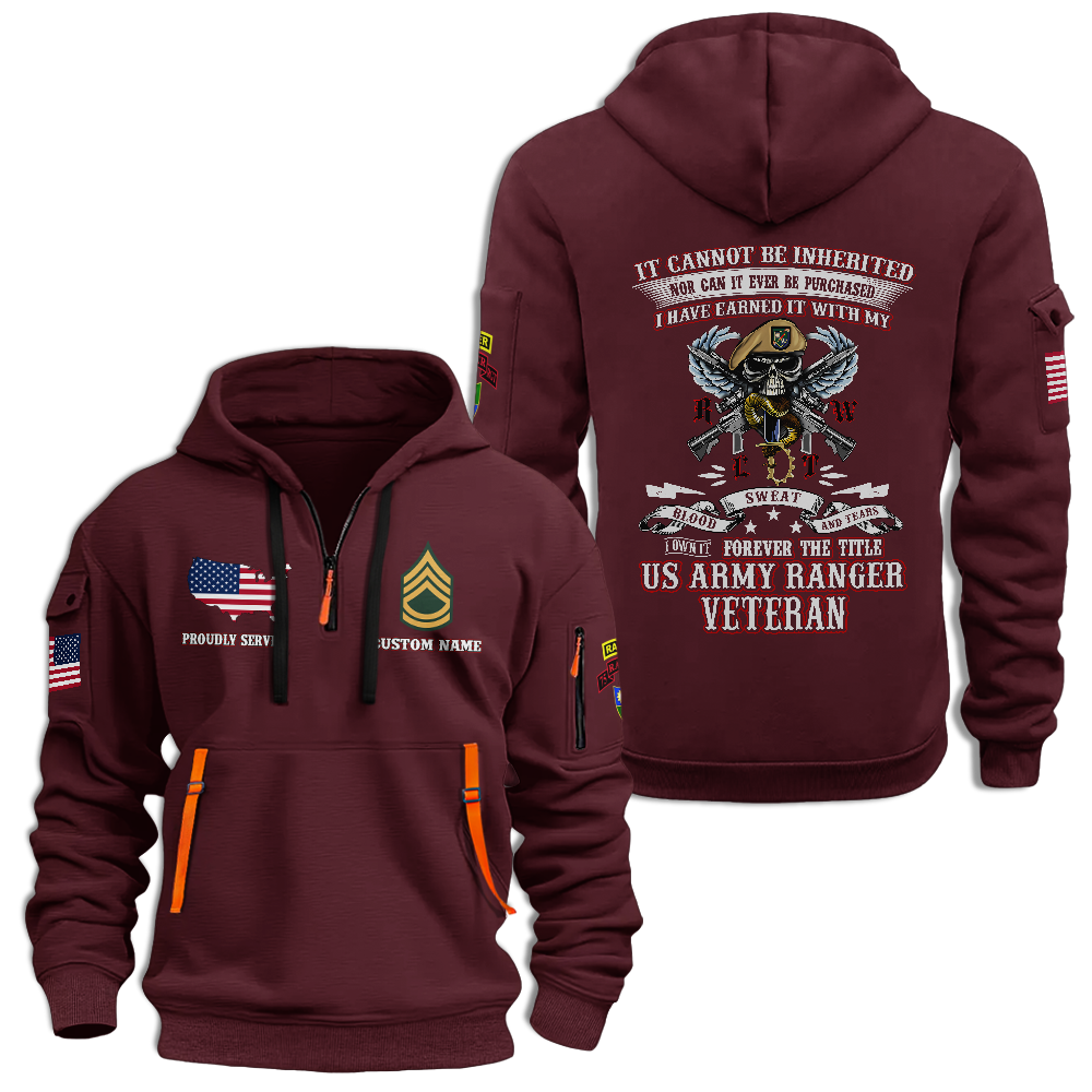 Personalizable 75th Ranger Regiment Quarter Zip Hoodie