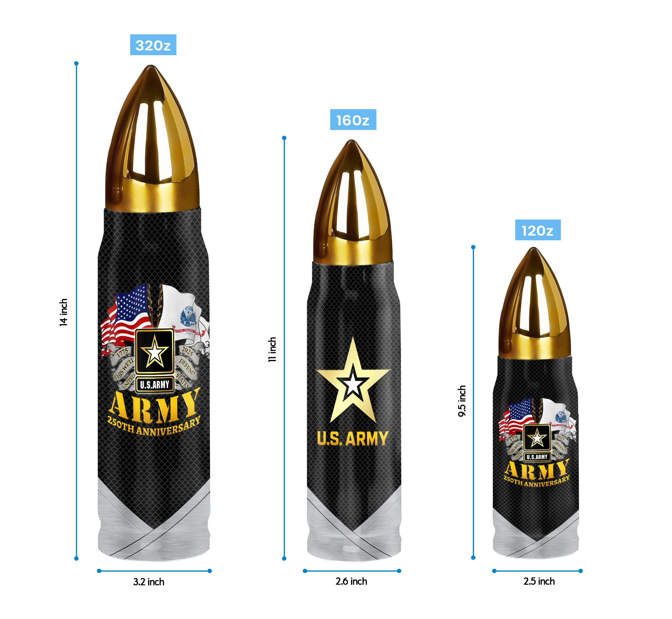 Army 250th Anniversary Bullet Tumbler