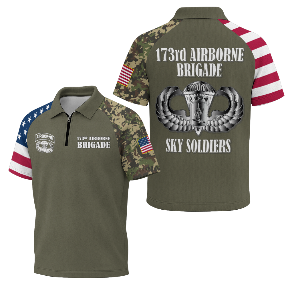 173rd Airborne Brigade Raglan Zip Polo Shirt
