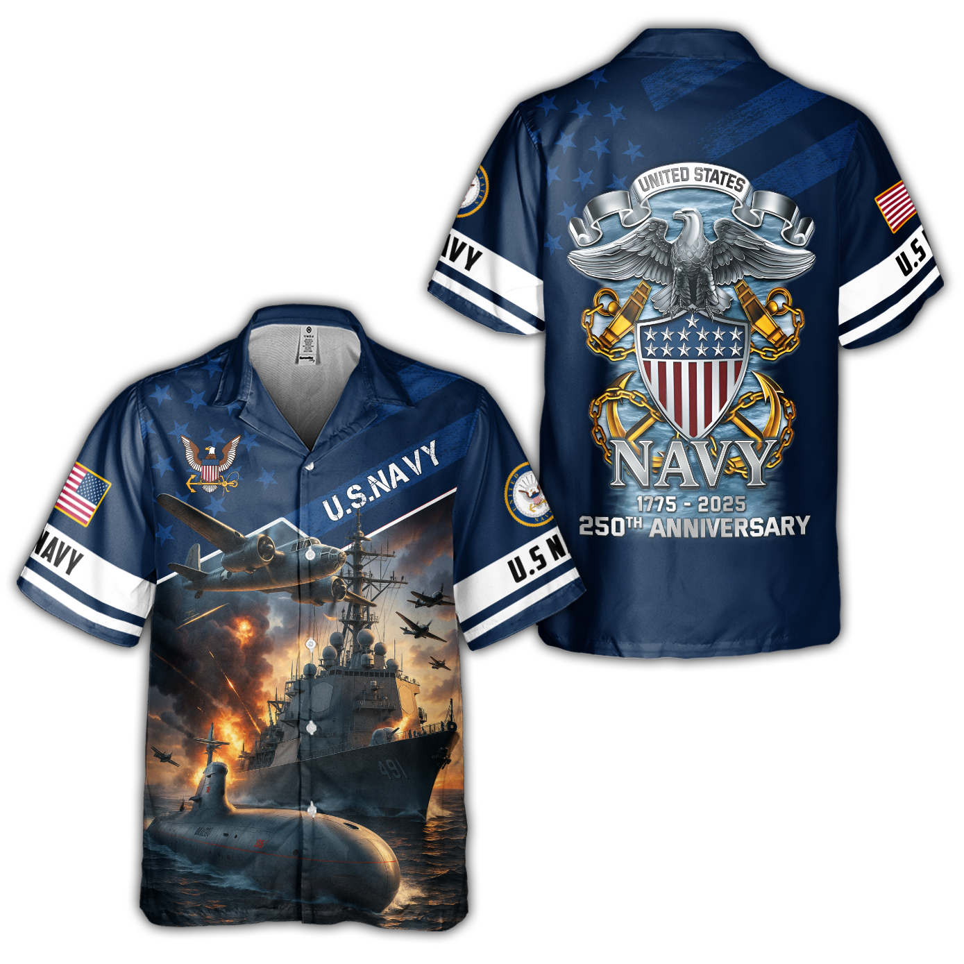 Navy 250th Anniversary Cuban Shirt