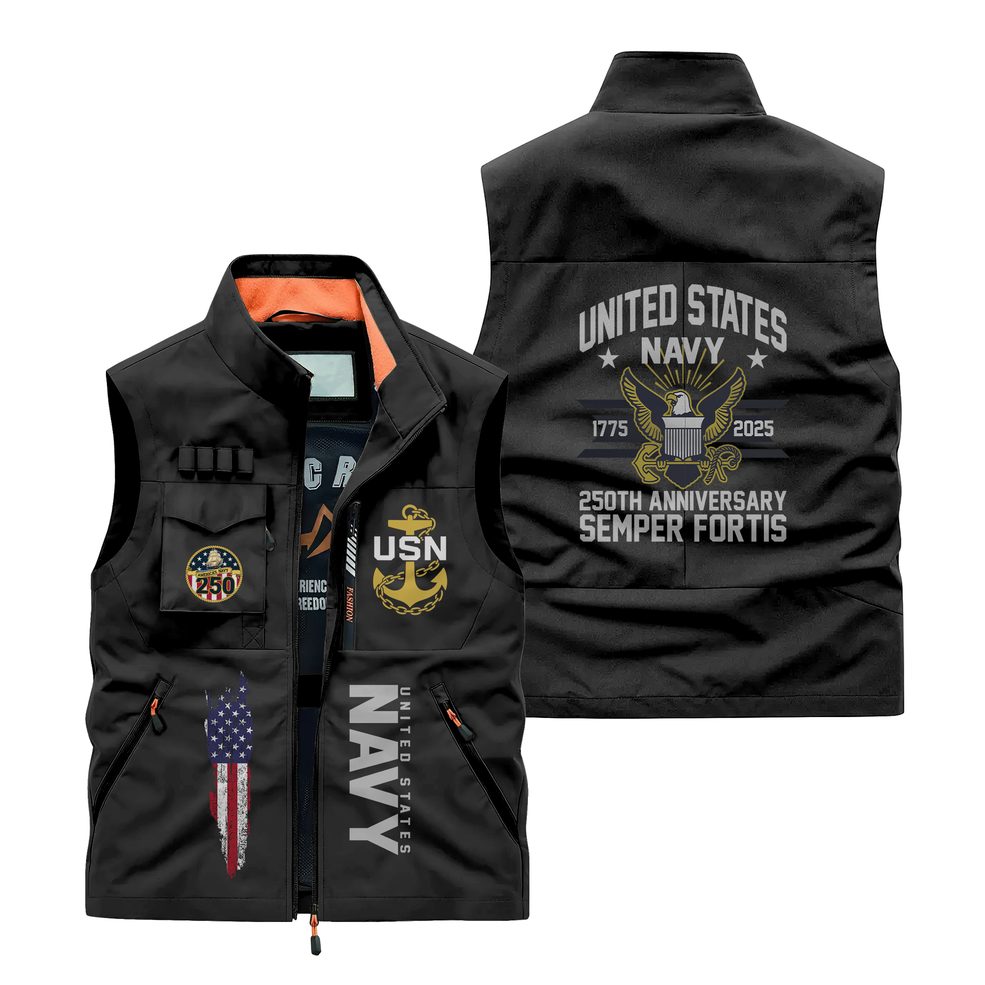 Navy 250th Anniversary Pocket Vest