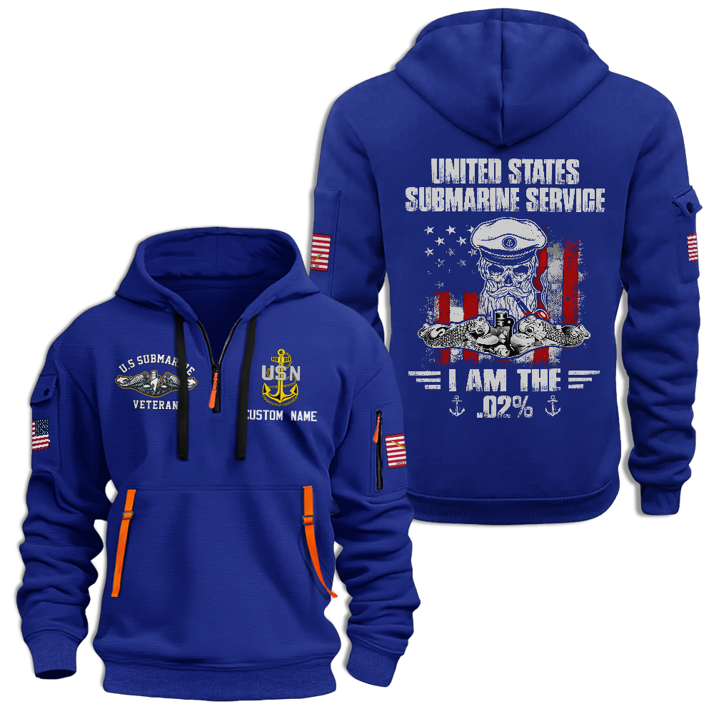 Personalizable Navy Submarine Quarter Zip Hoodie