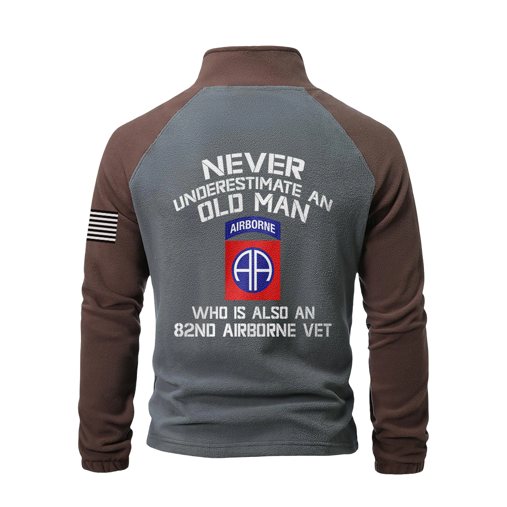 Never Underestimate An Old Man Who Is Also An 82nd Airborne Half-Zip Raglan Sweatshirt