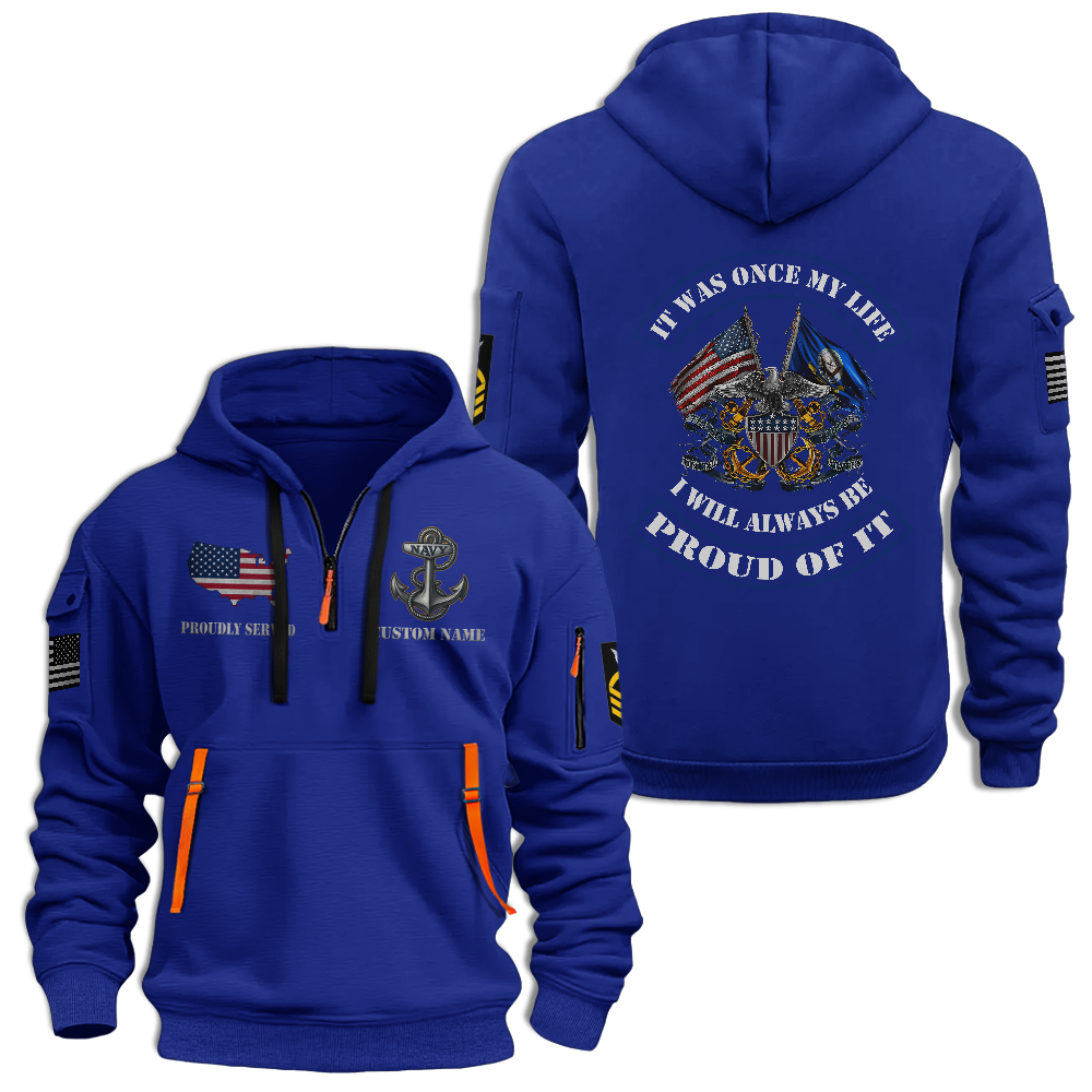 Personalizable Navy It Was Once My Life Quarter Zip Hoodie