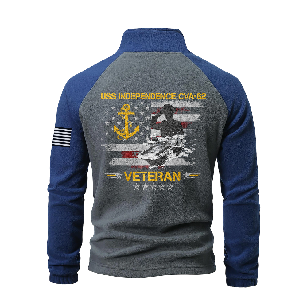 Personalizable Navy Ship Half-Zip Raglan Sweatshirt