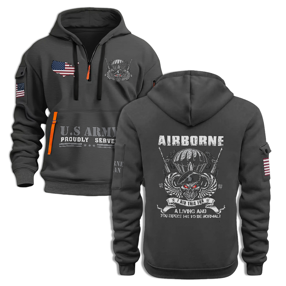 Airborne I Did This For A Living Quarter Zip Hoodie