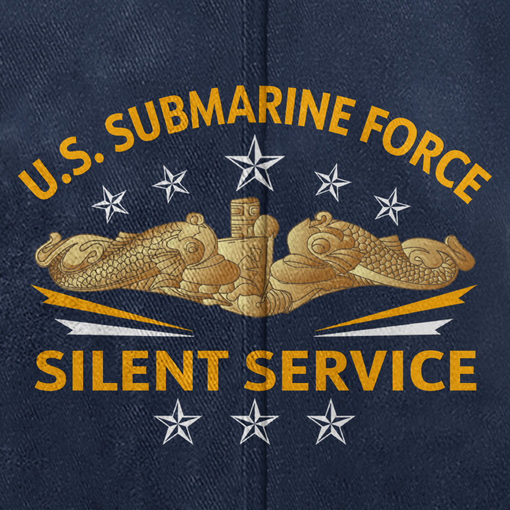 Gold Dolphins Navy Submarine Silent Service Washed Cap
