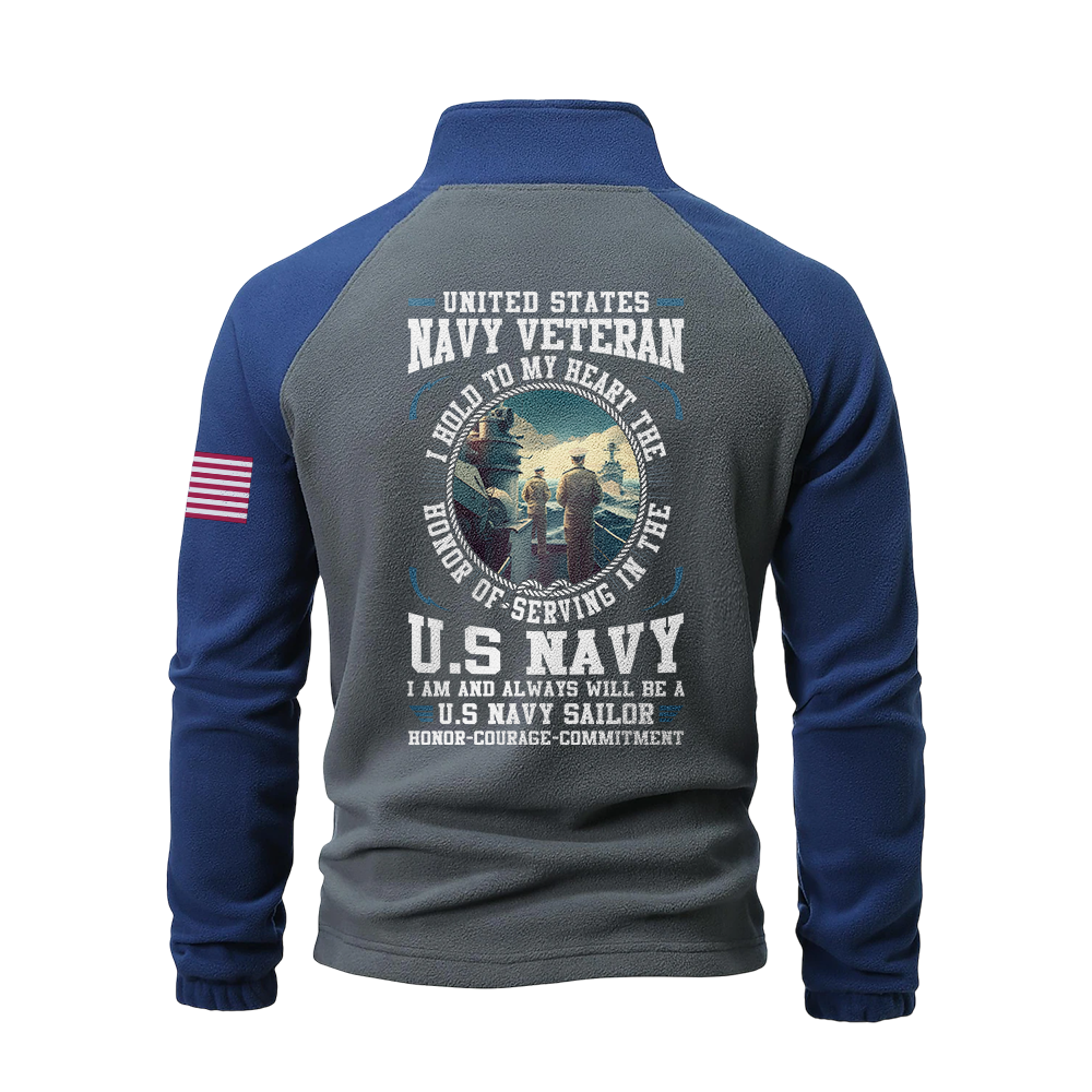 Navy Honor Courage Commitment Half-Zip Raglan Sweatshirt