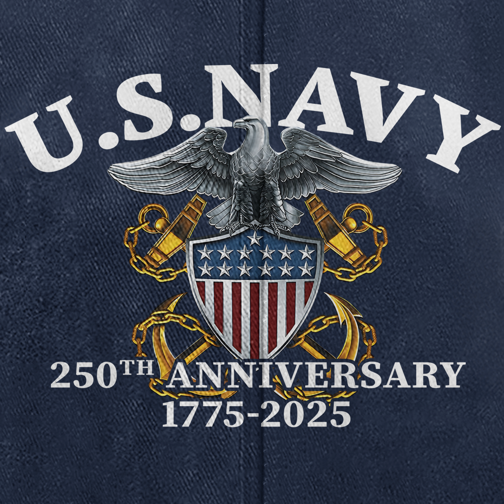 Personalizable Navy 250th Anniversary Washed Cap