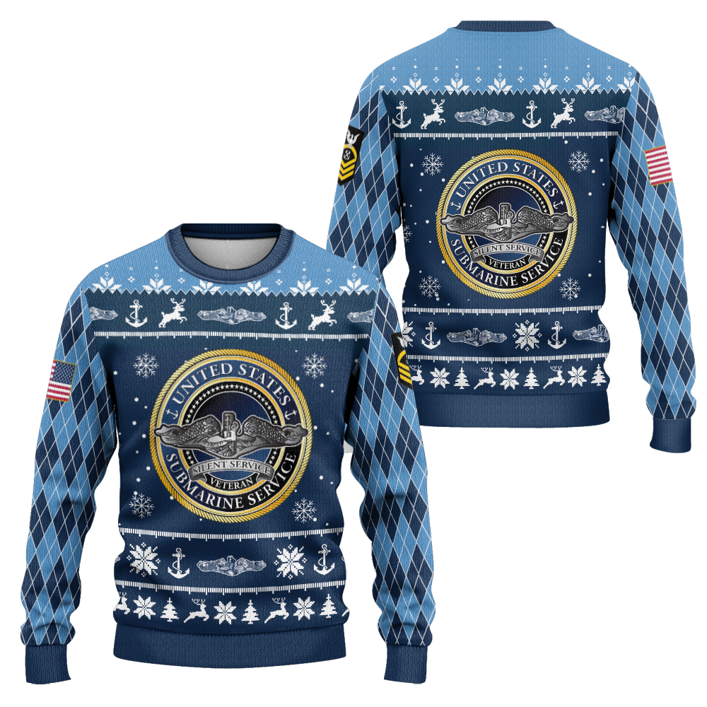 Personalizable Navy Submarine Patterns Knitted Sweatshirt