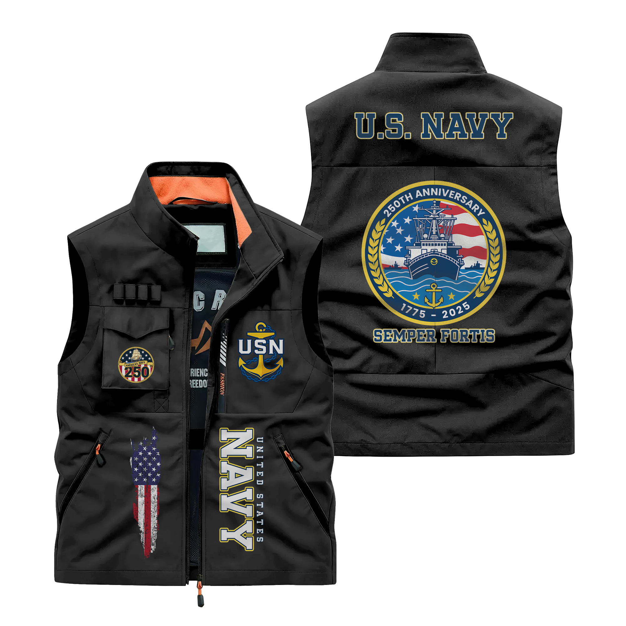 Navy 250th Anniversary Pocket Vest